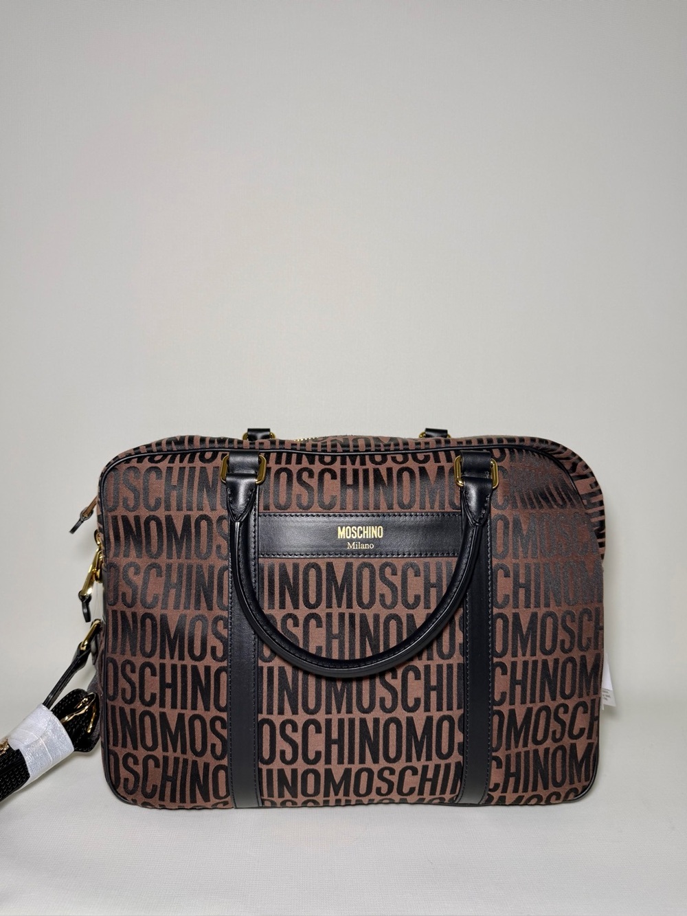 (New) MOSCHINO Monogram Pattern Leather Laptop Bag